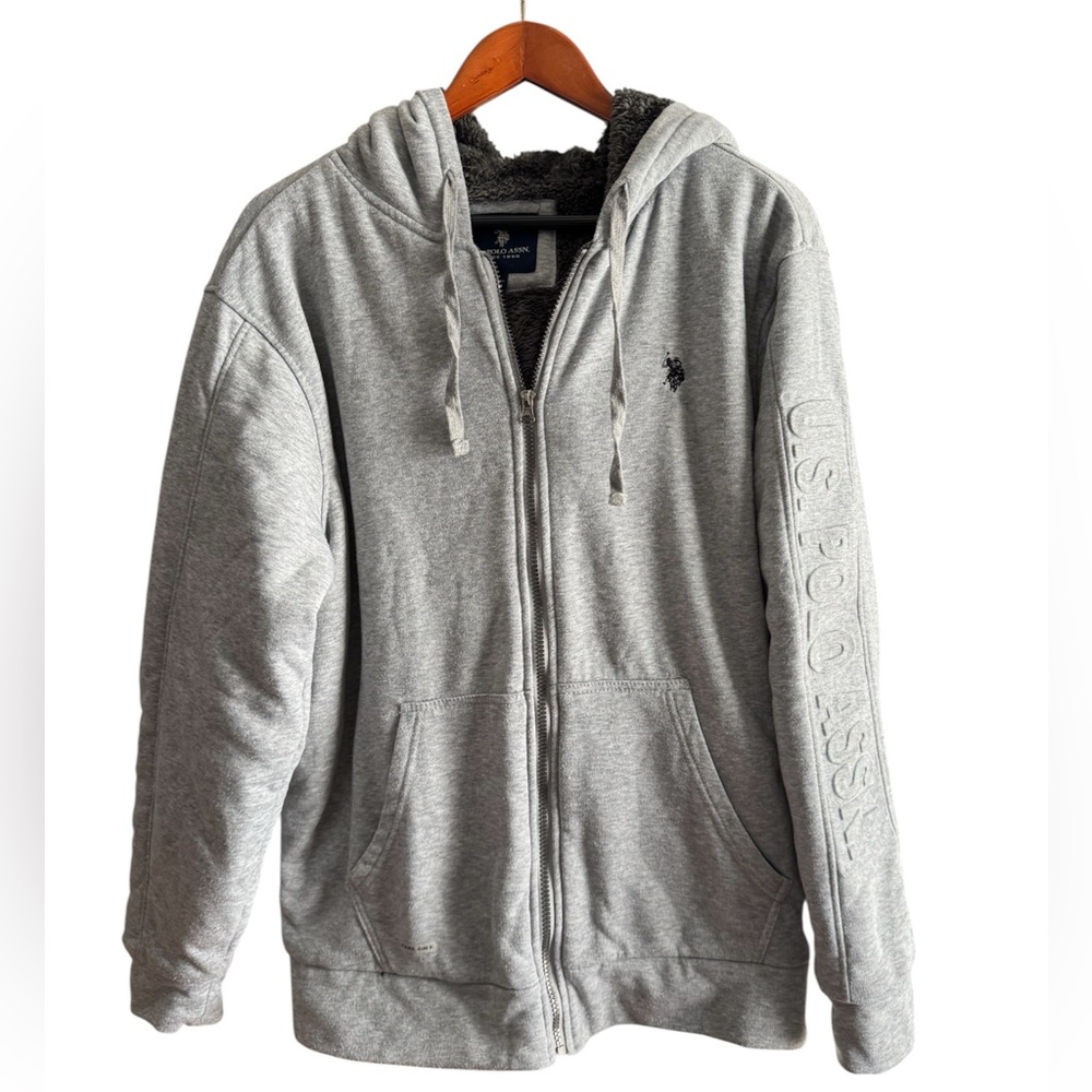 U.S. Polo Assn. Men's Light Gray Zip-Up Hoodie